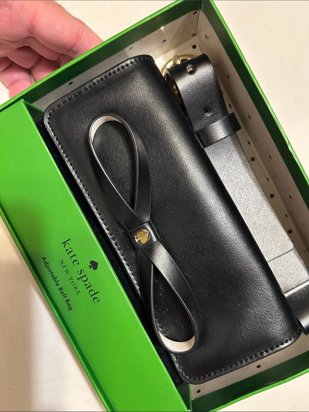 kate spade Black Leather Bow Card & Key Holder